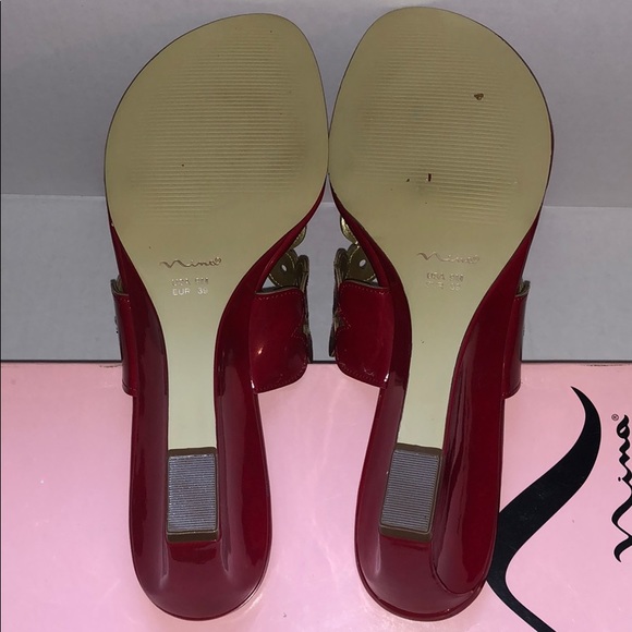 NWT Nina Naira Red Patent Leather Sandals, Size 9M - Picture 5 of 7